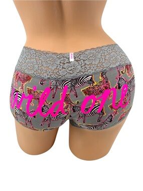 NEW PINK Victoria’s Secret Y2K “Wild One” Zebra Jaguar Print Low Rise Boy Short